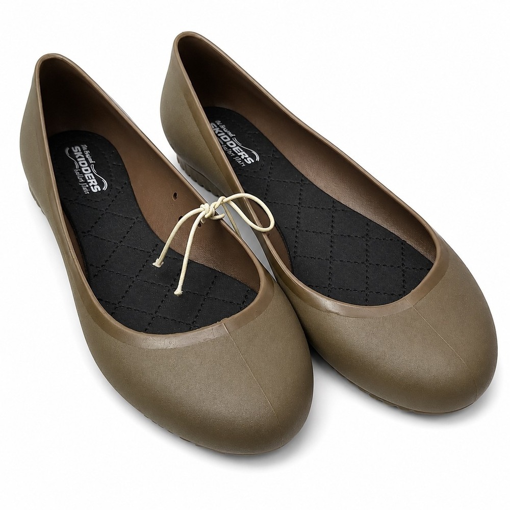The Original SKIDDERS Ballet Flats Sz 10 Chocolate Brown Jelly Slip-On Non-Skid